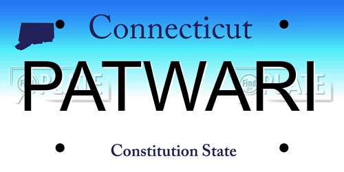PATWARI Connecticut License Plate