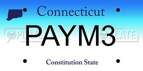 PAYM3 Connecticut License Plate