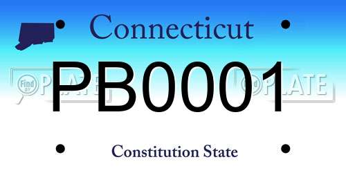 PB0001 Connecticut License Plate