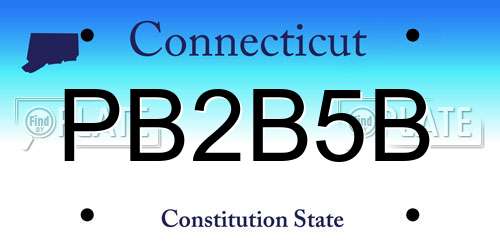 PB2B5B Connecticut License Plate