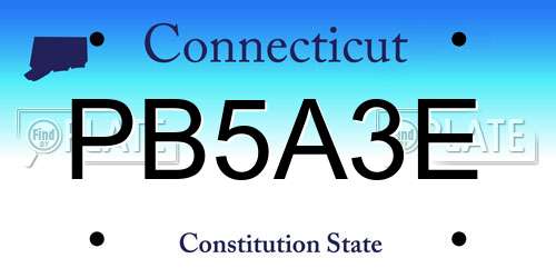 PB5A3E Connecticut License Plate