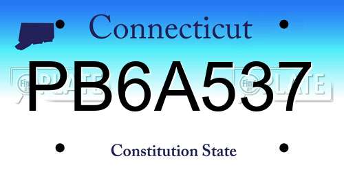 PB6A537 Connecticut License Plate
