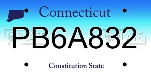 PB6A832 Connecticut License Plate