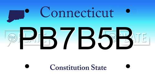 PB7B5B Connecticut License Plate