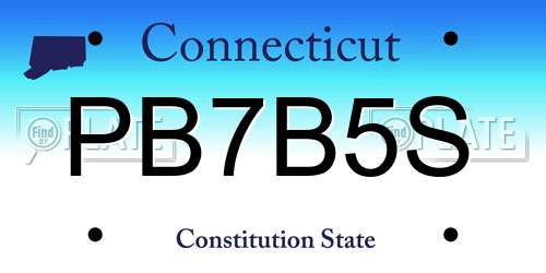 PB7B5S Connecticut License Plate