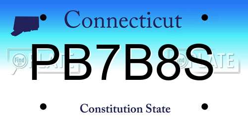PB7B8S Connecticut License Plate