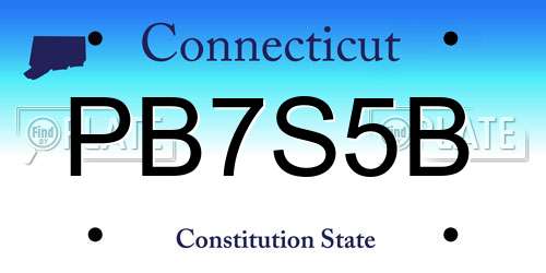 PB7S5B Connecticut License Plate