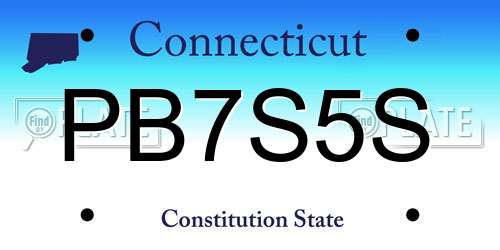 PB7S5S Connecticut License Plate