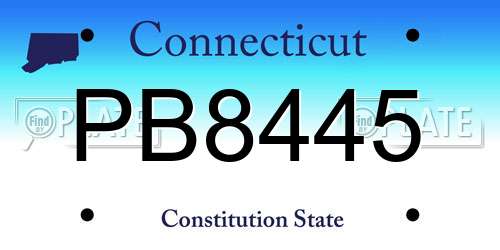 PB8445 Connecticut License Plate
