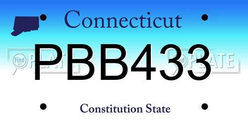 PBB433 Connecticut License Plate