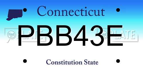 PBB43E Connecticut License Plate