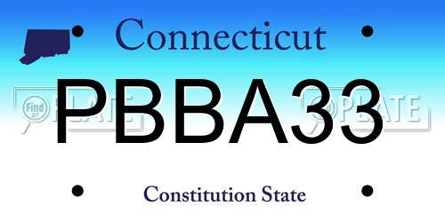 PBBA33 Connecticut License Plate