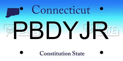 PBDYJR Connecticut License Plate