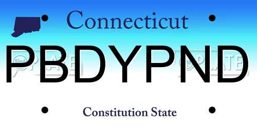 PBDYPND Connecticut License Plate