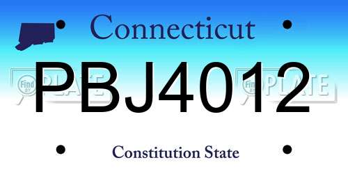 PBJ4012 Connecticut License Plate