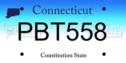 PBT558 Connecticut License Plate