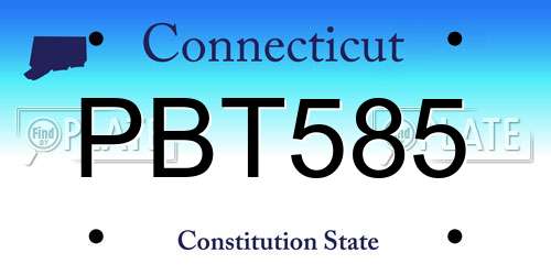 PBT585 Connecticut License Plate