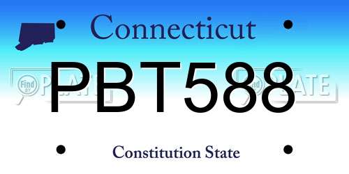 PBT588 Connecticut License Plate