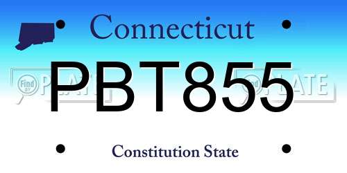 PBT855 Connecticut License Plate