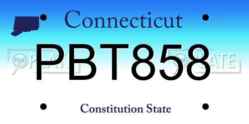 PBT858 Connecticut License Plate