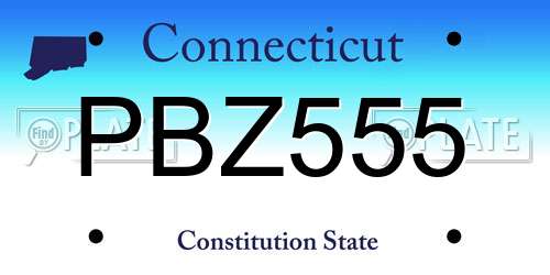 PBZ555 Connecticut License Plate