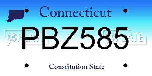 PBZ585 Connecticut License Plate