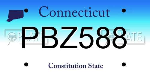 PBZ588 Connecticut License Plate