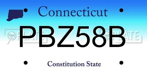 PBZ58B Connecticut License Plate