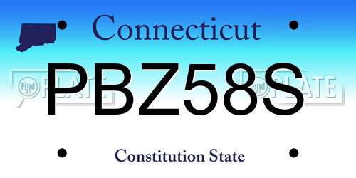 PBZ58S Connecticut License Plate