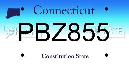 PBZ855 Connecticut License Plate
