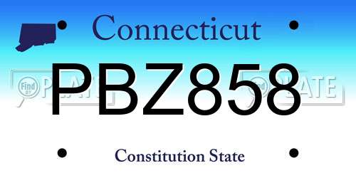 PBZ858 Connecticut License Plate
