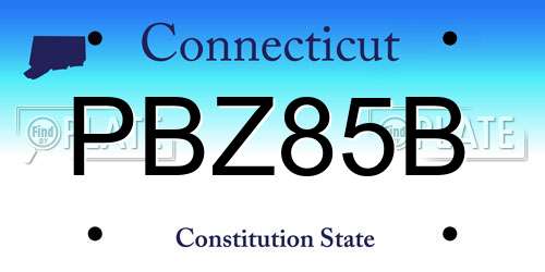 PBZ85B Connecticut License Plate