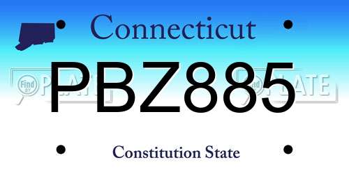PBZ885 Connecticut License Plate