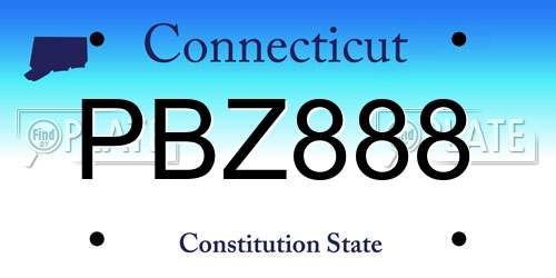 PBZ888 Connecticut License Plate