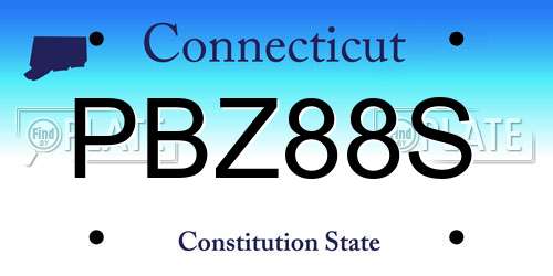 PBZ88S Connecticut License Plate