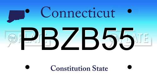 PBZB55 Connecticut License Plate