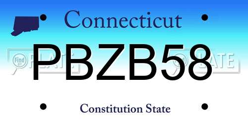 PBZB58 Connecticut License Plate
