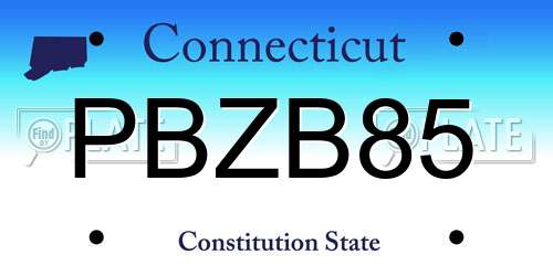 PBZB85 Connecticut License Plate