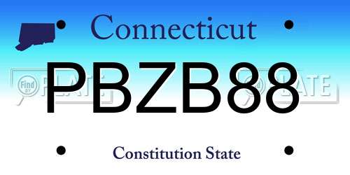 PBZB88 Connecticut License Plate