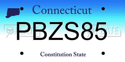 PBZS85 Connecticut License Plate