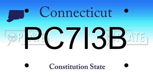 PC7I3B Connecticut License Plate