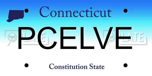 PCELVE Connecticut License Plate