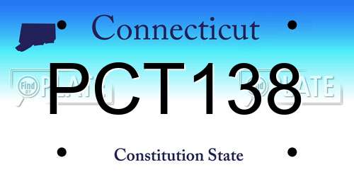 PCT138 Connecticut License Plate