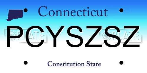 PCYSZSZ Connecticut License Plate