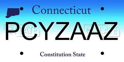 PCYZAAZ Connecticut License Plate