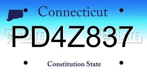 PD4Z837 Connecticut License Plate