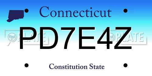 PD7E4Z Connecticut License Plate