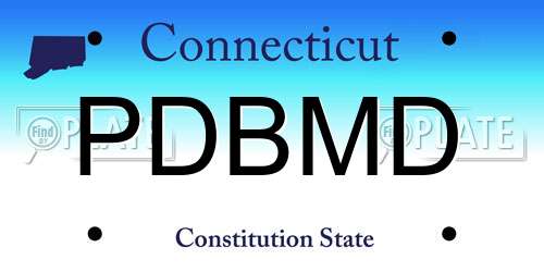 PDBMD Connecticut License Plate