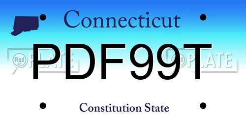 PDF99T Connecticut License Plate