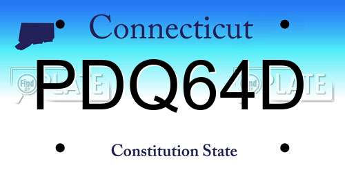 PDQ64D Connecticut License Plate